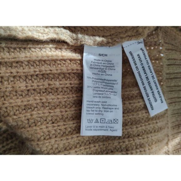 J. Crew Sweater S Azra Cable Knit Pullover Mock Neck Caramel Chunky - Picture 8 of 9